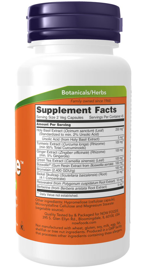 D-Flame NOW Foods com curcuma e boswellia – 90 cápsulas vegetais – imagem 2