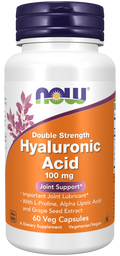 Ácido hialurónico Double Strength 100 mg NOW Foods – 60 cápsulas vegetais