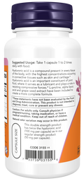 Ácido hialurónico Double Strength 100 mg NOW Foods – 60 cápsulas vegetais – imagem 3