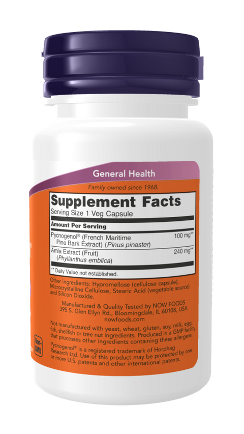 Pycnogenol 100 mg NOW Foods – 60 cápsulas vegetais – imagem 2