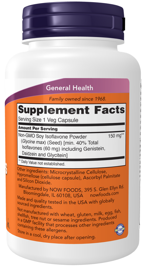 Isoflavonas de soja 150 mg NOW Foods – 120 cápsulas vegetais – imagem 2