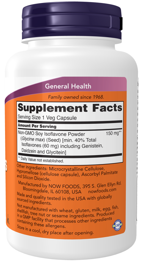 Isoflavonas de soja 150 mg NOW Foods – 120 cápsulas vegetais – imagem 2