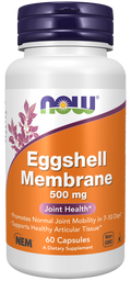 Membrana de casca de ovo 500 mg NOW Foods – 60 cápsulas