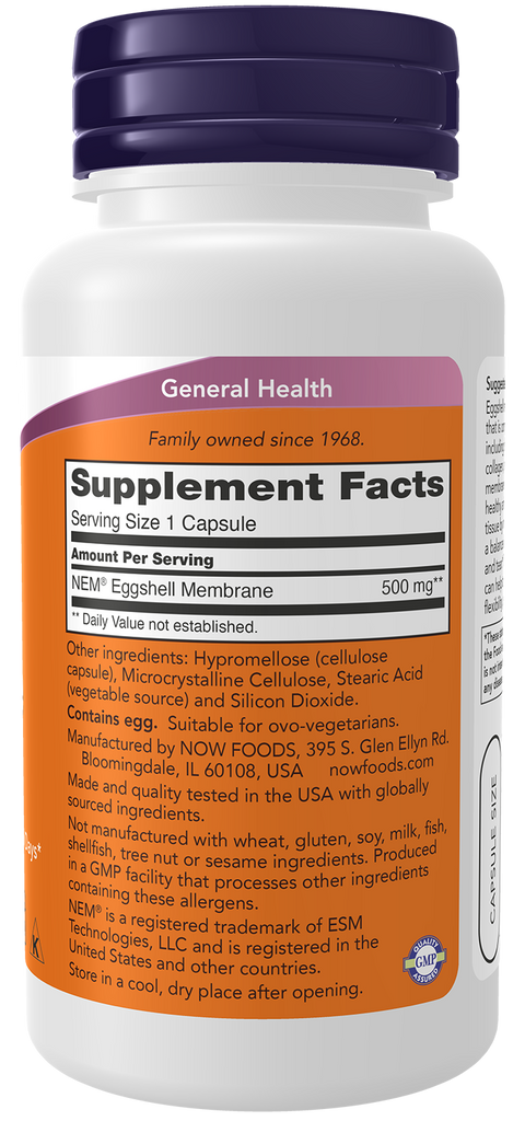Membrana de casca de ovo 500 mg NOW Foods – 60 cápsulas – imagem 2