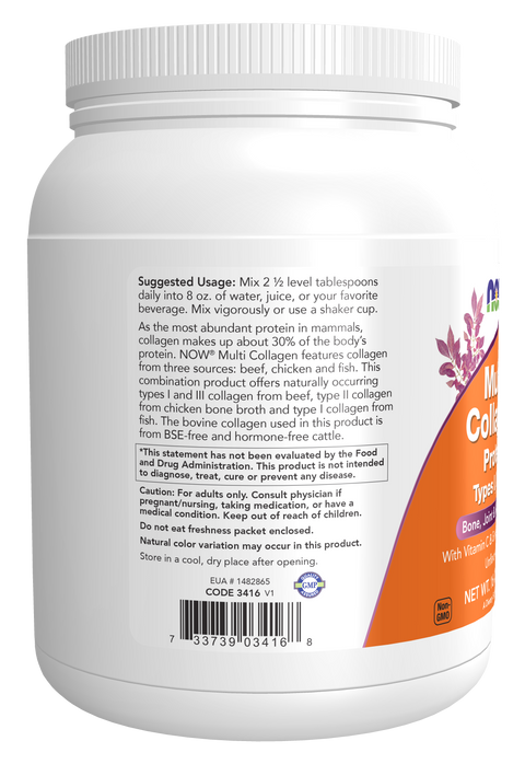 Colagénio em pó tipos I, II e III NOW Foods – 454 g – imagem 3