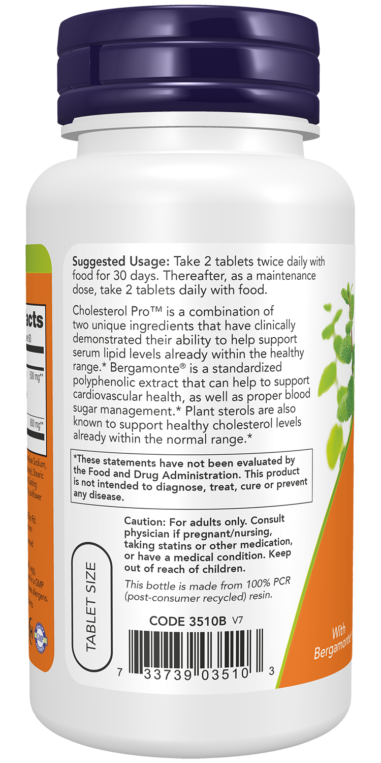 Cholesterol Pro fitosteróis com bergamota NOW Foods – 120 comprimidos – imagem 3