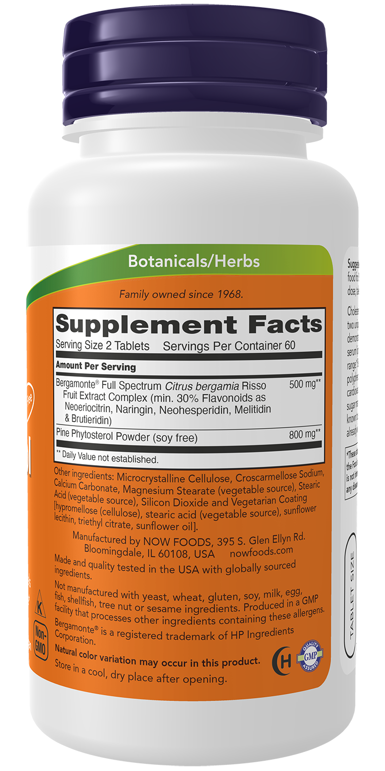 Cholesterol Pro fitosteróis com bergamota NOW Foods – 120 comprimidos – imagem 2