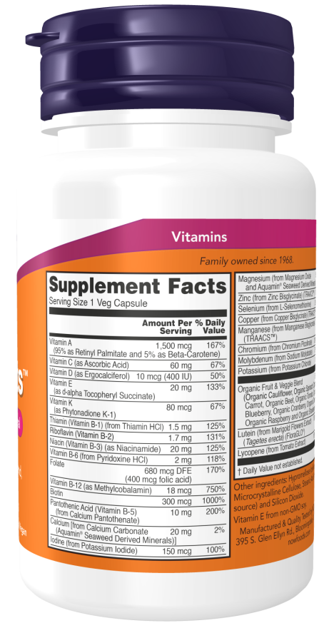 Multivitamínico vegano Daily Vits NOW Foods – 30 cápsulas vegetais – imagem 2