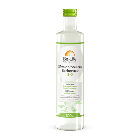 Seiva de Bétula Bio Be-Life, garrafa de 500 ml de seiva de bétula pura e biológica