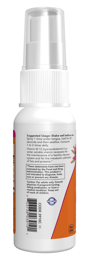 Vitamina B12 spray lipossomal NOW Foods – frasco de 59 ml – imagem 3