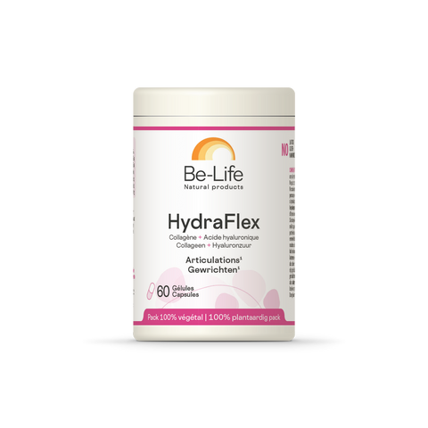 HydraFlex Be-Life, embalagem de 60 cápsulas com colagénio tipo II, ácido hialurónico e MSM