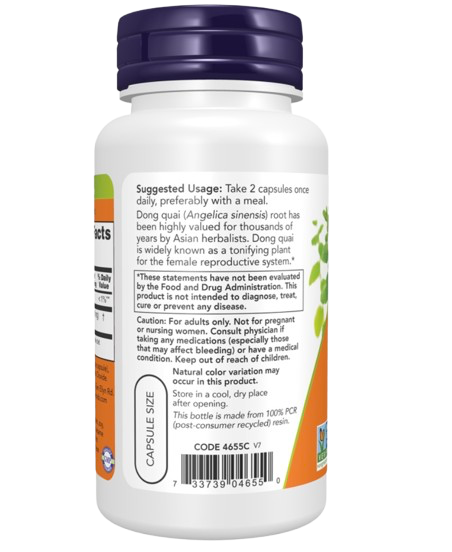 Dong Quai 520 mg 100 cápsulas Now