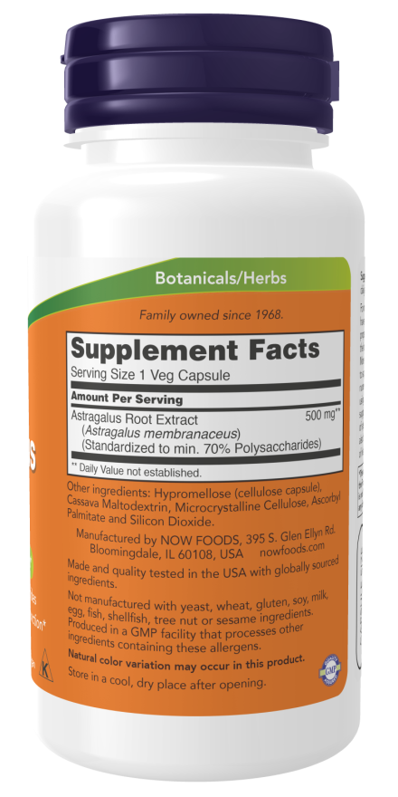 Extrato de astrágalo 500 mg NOW Foods – 90 cápsulas vegetais – imagem 2