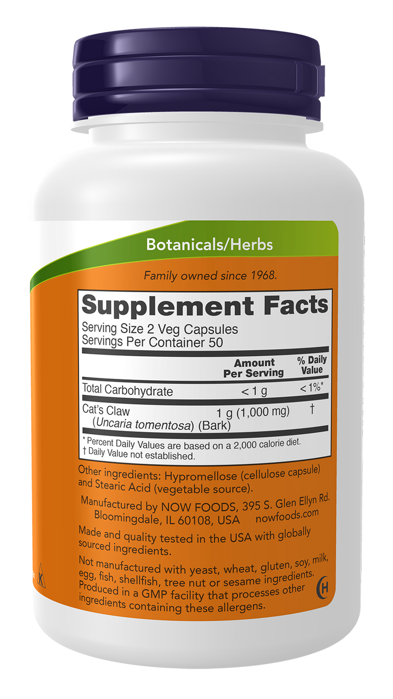 Unha de gato 500 mg NOW Foods – 100 cápsulas vegetais – imagem 2