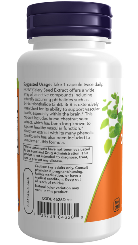Extrato de semente de aipo NOW Foods – 60 cápsulas vegetais – imagem 3