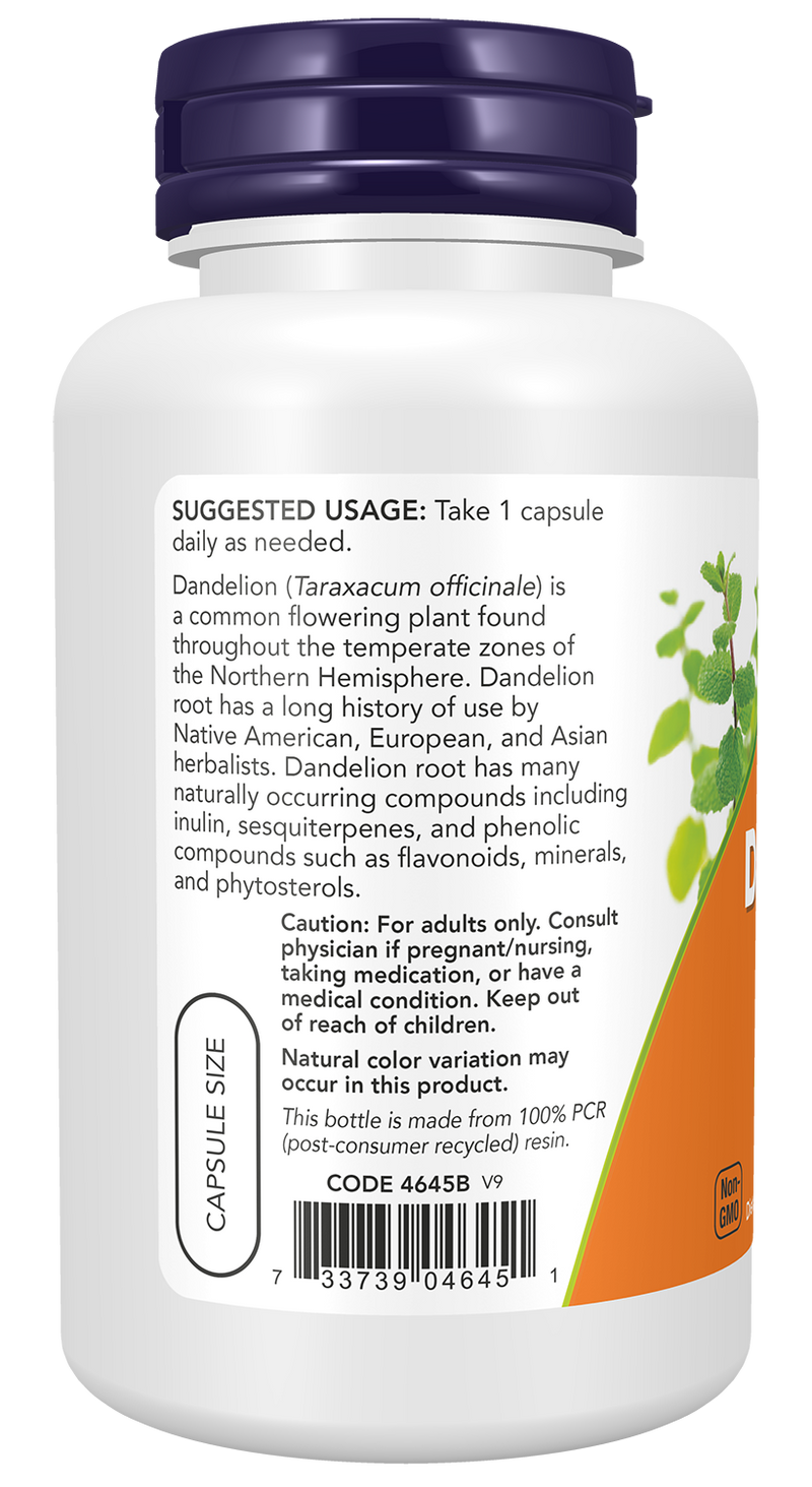 Raiz de dente-de-leão 500 mg NOW Foods – 100 cápsulas vegetais – imagem 3