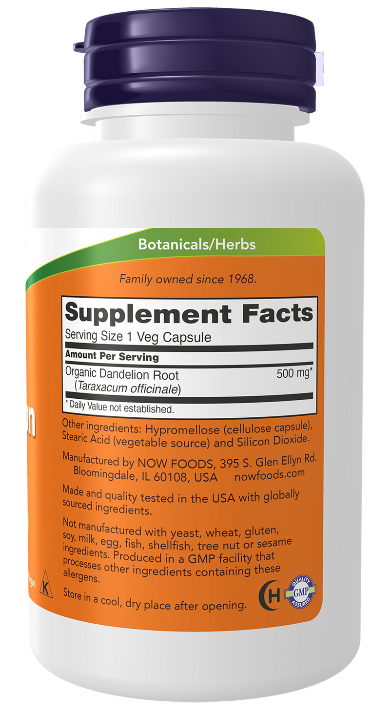 Raiz de dente-de-leão 500 mg NOW Foods – 100 cápsulas vegetais – imagem 2