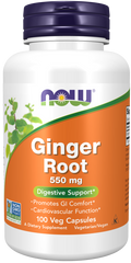 Gengibre em cápsulas 550 mg NOW Foods – 100 cápsulas vegetais
