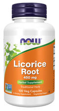 Raiz de alcaçuz 450 mg NOW Foods – 100 cápsulas vegetais