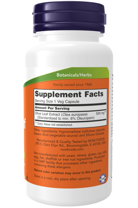 Extrato de folha de oliveira 500 mg NOW Foods – 60 cápsulas vegetais – imagem 2