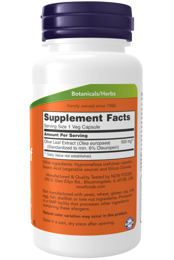 Extrato de folha de oliveira 500 mg NOW Foods – 60 cápsulas vegetais – imagem 2