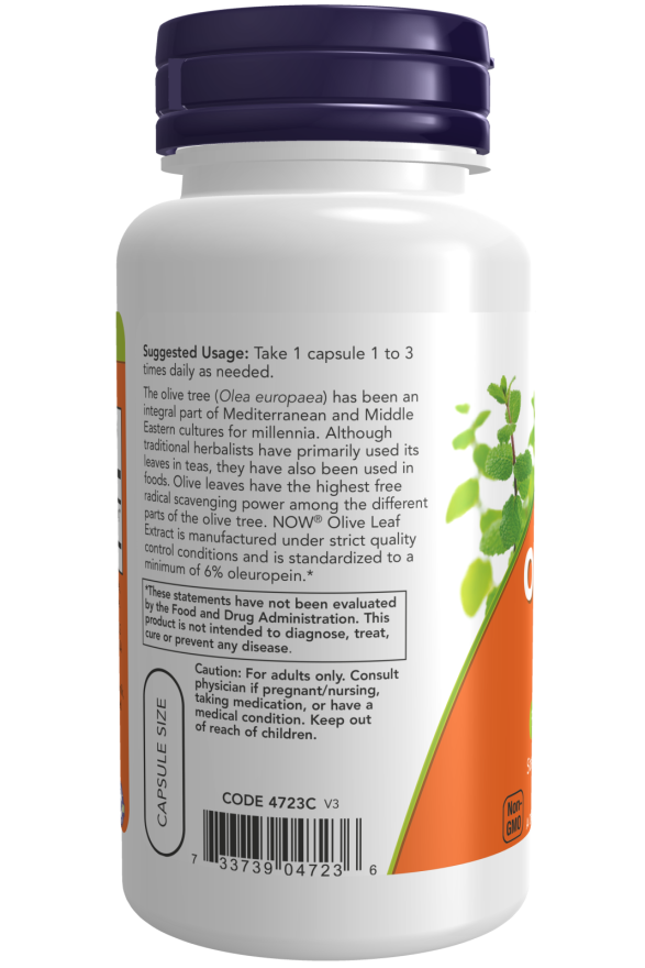 Extrato de folha de oliveira 500 mg NOW Foods – 60 cápsulas vegetais – imagem 3