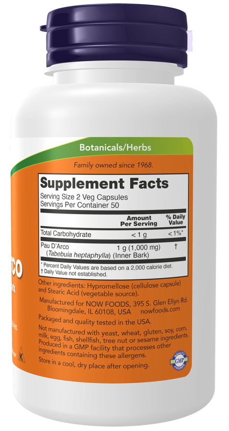 Pau d'arco 500 mg NOW Foods – 100 cápsulas vegetais – imagem 2