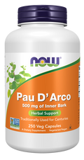 Pau d'arco 500 mg NOW Foods – 250 cápsulas vegetais