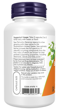 Saw Palmetto Berries 550 mg NOW Foods – 100 cápsulas vegetais – imagem 3