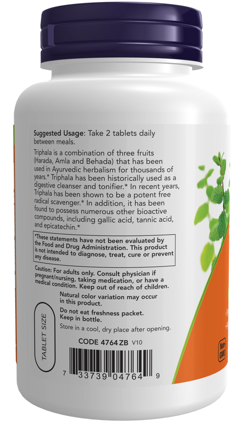 Triphala 500 mg NOW Foods – 120 comprimidos – imagem 3