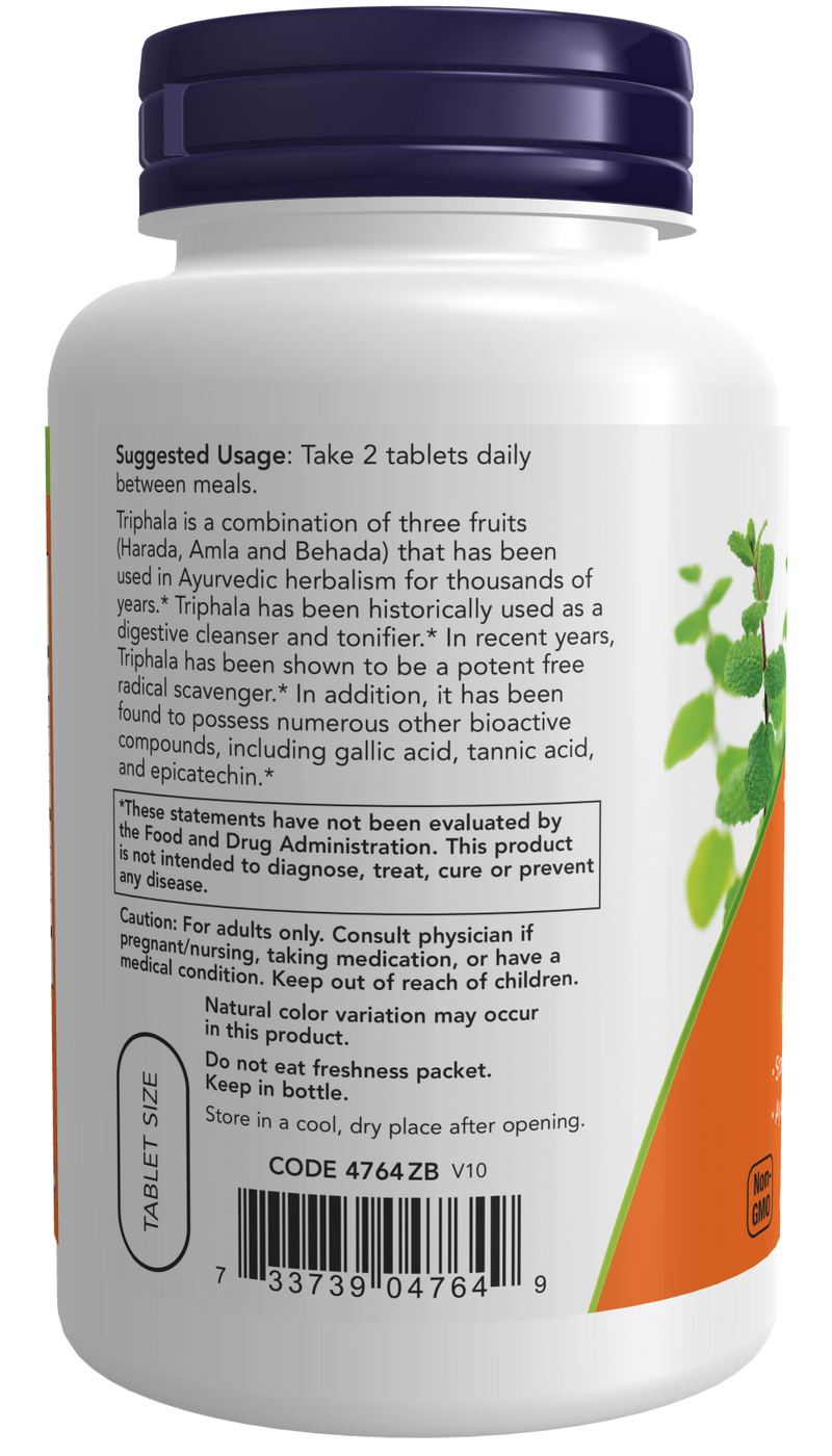 Triphala 500 mg NOW Foods – 120 comprimidos – imagem 3
