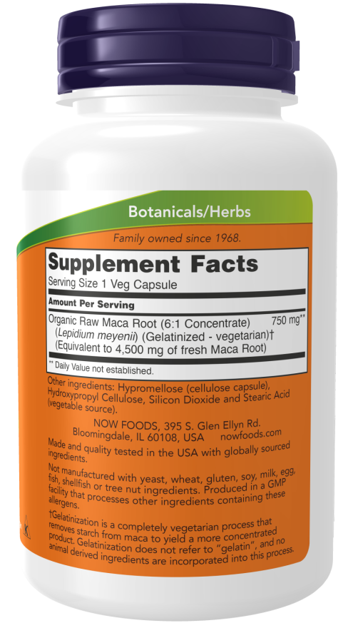 Maca peruana 750 mg NOW Foods – 90 cápsulas vegetais – imagem 2