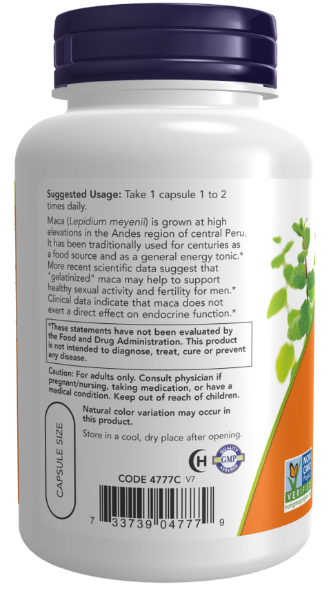 Maca peruana 750 mg NOW Foods – 90 cápsulas vegetais – imagem 3