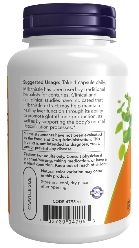 Cardo mariano 750 mg Maximum Strength NOW Foods – 90 cápsulas vegetais – imagem 3