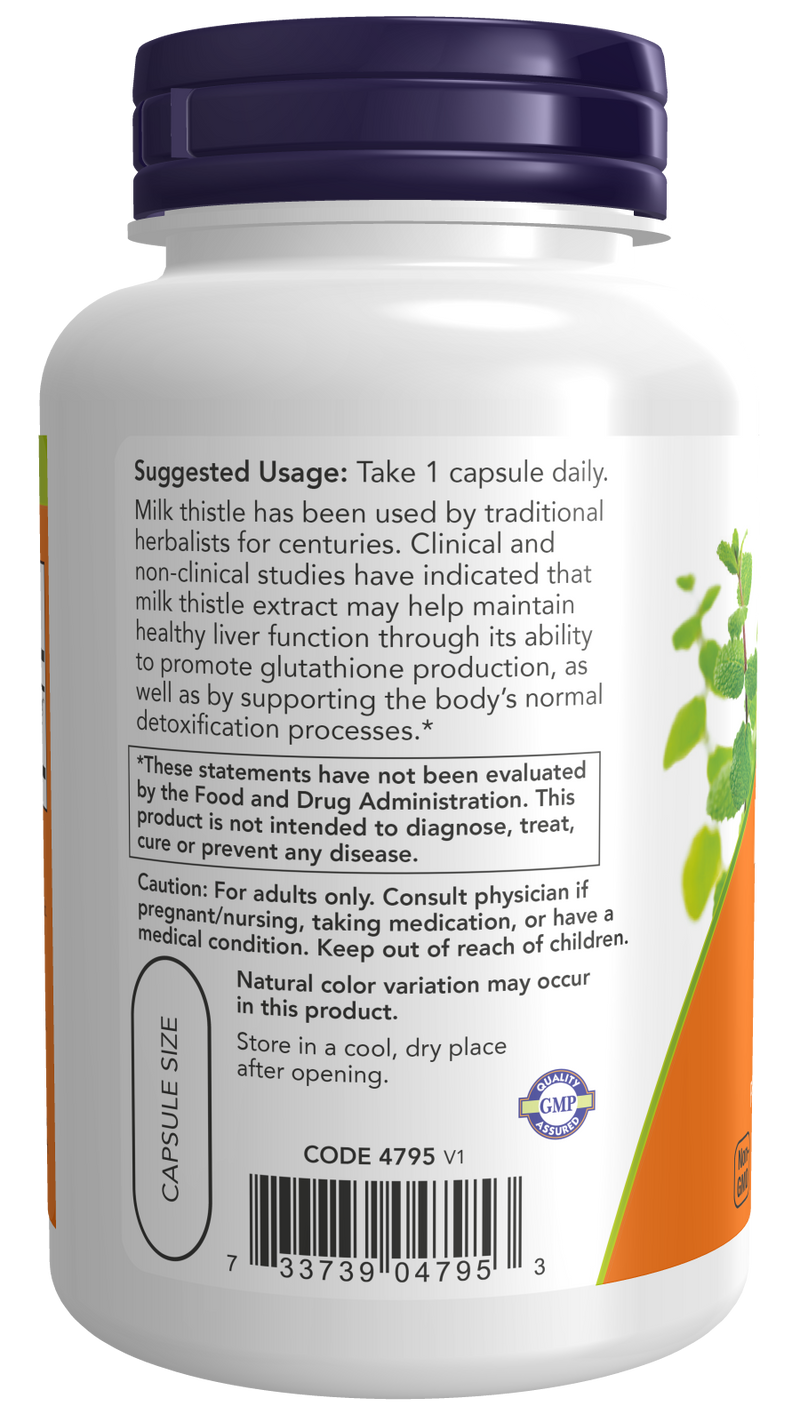 Cardo mariano 750 mg Maximum Strength NOW Foods – 90 cápsulas vegetais – imagem 3