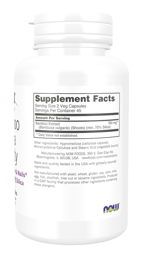 Sílica de bambu Bamboo Silica Beauty NOW Foods – 90 cápsulas vegetais – imagem 2