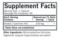 Acetil-L-Carnitina 250 mg 90 cápsulas Kirkman Labs Kirkman