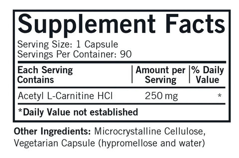 Acetil-L-Carnitina 250 mg 90 cápsulas Kirkman Labs Kirkman
