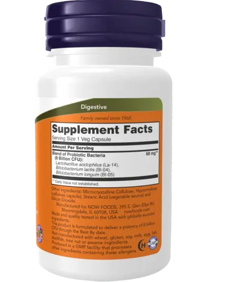 Acidophilus/Bifidus 8 Bilioes 60 Caps Now - Viva Saudável
