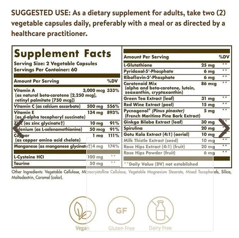 Advanced Antioxidant Formula 120 Caps Solgar - Viva Saudável