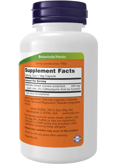 Alcachofra  Artichoke Extract 450mg 90caps Now - Viva Saudável