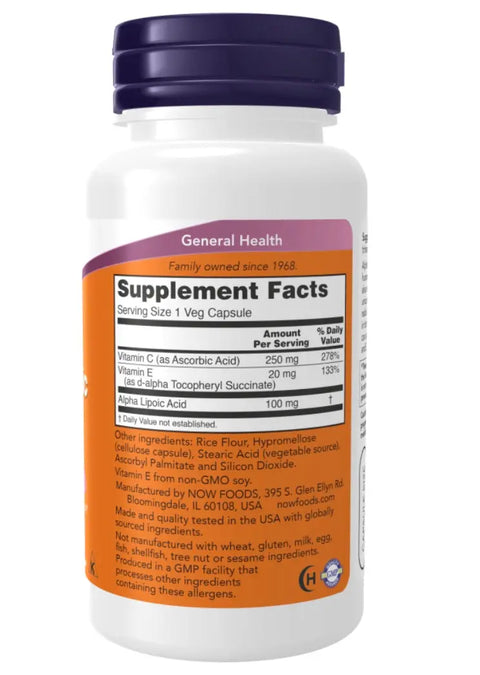 Alpha Lipoic  Acid 100mg 60caps Now - Viva Saudável