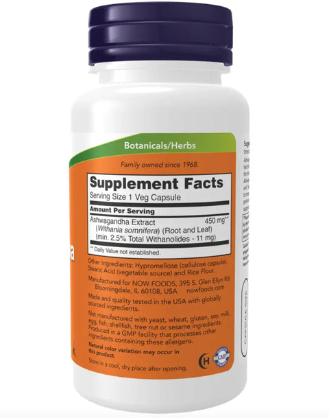 Aswagandha 450 mg 90 Caps Now - Viva Saudável