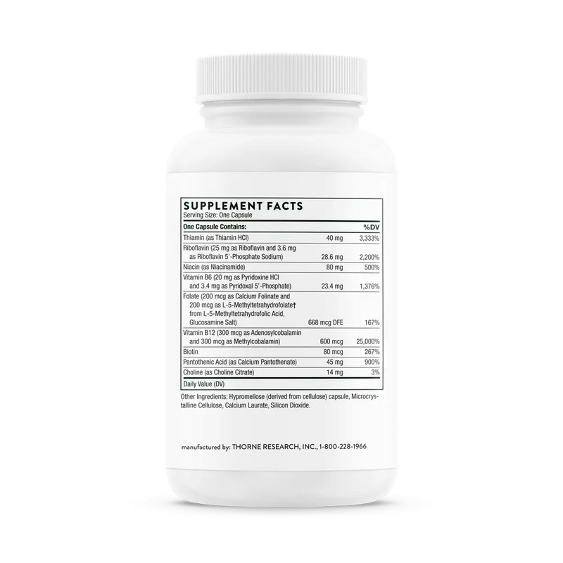Thorne Research B-Complex #12 60 cápsulas - complexo completo de vitaminas B com B12 ativa para energia, saúde neurológica e redução do cansaço