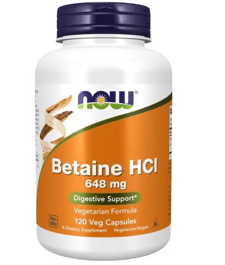 Betain HCI 648 mg 120 Caps Now - Viva Saudável