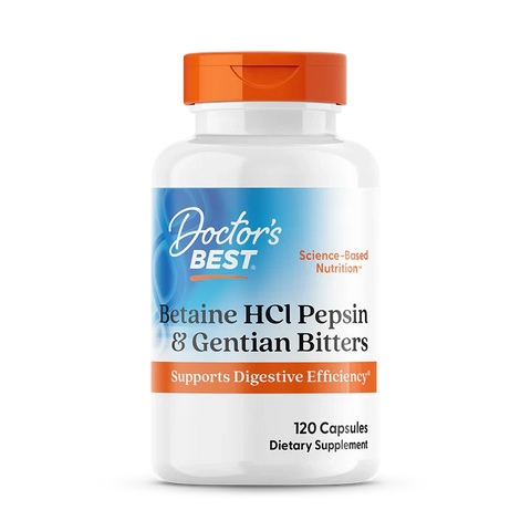 Betaine HCl Pepsin & Gentian Bitters 120 Capsules Doctor Best Dr. Best
