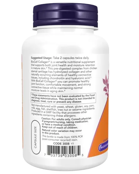 Biocell Collagen 120 Cápsulas Now Foods - Viva Saudável