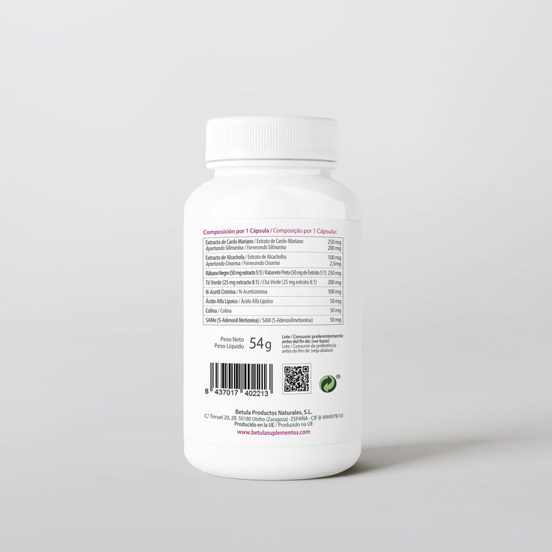 Betusil 60 Caps Bétula — verso com tabela nutricional e ingredientes