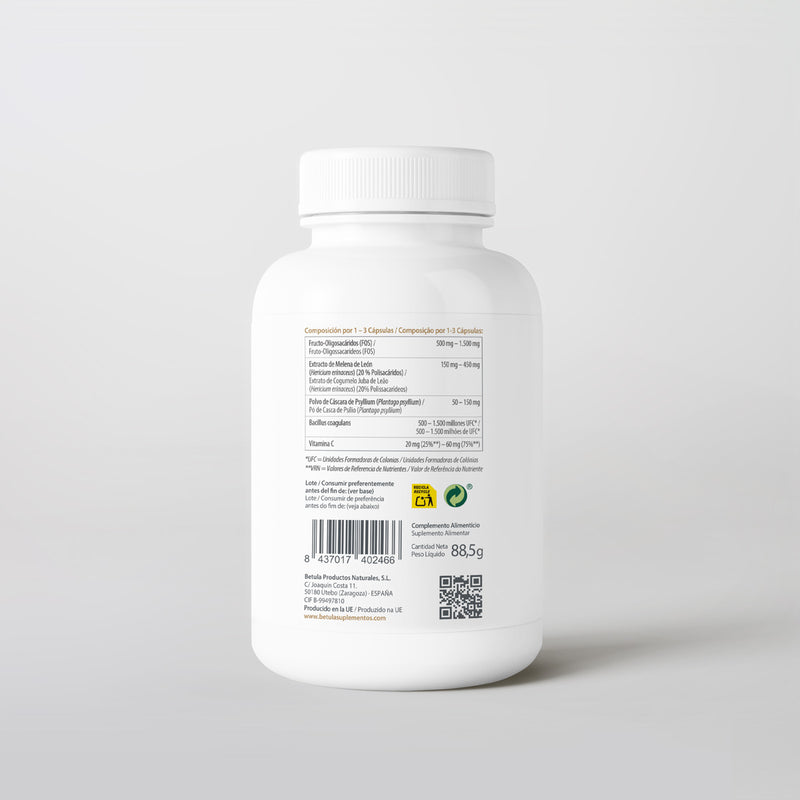 Fos-Caps 100 Caps Bétula — verso com tabela nutricional e ingredientes
