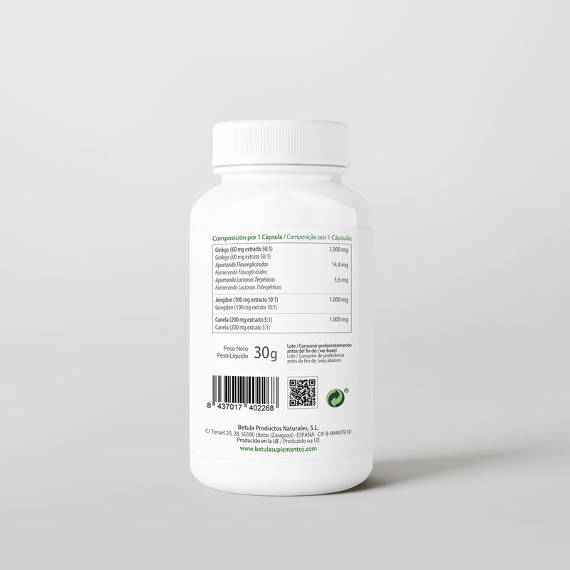 Ginkgozin 3.000 60 Caps Bétula — verso com tabela nutricional e ingredientes